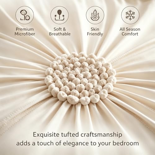 Elegant Pinch Pleat Duvet Cover Set,Soft Breathable Bedding