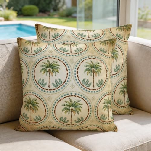 Vintage Date Palm Trees Pillow Covers 16x16 inch Set of 2 Summer