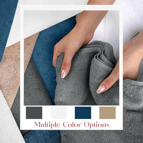RIVERSIDE 4 Pack Bath Towels, 24x48 Inches, 500 GSM, 100% Cotton, Dark