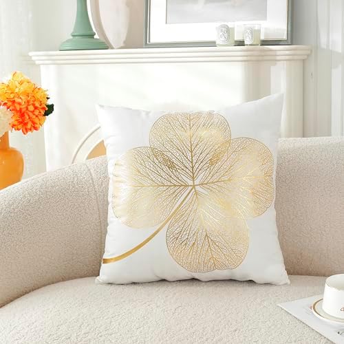 TAOSON Pack of 4, Gold Stamping Leaves Bronzing Printed Cozy Soft