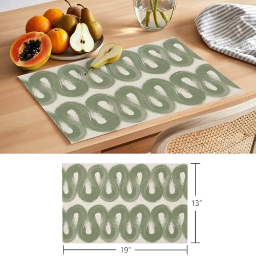 Round Placemats Set of 8 Neutral Waves Place Mats Nature Minimalist