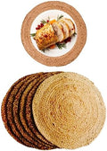 COTSILER Natural Jute Hand Woven Placemats Round Shape Set of 6