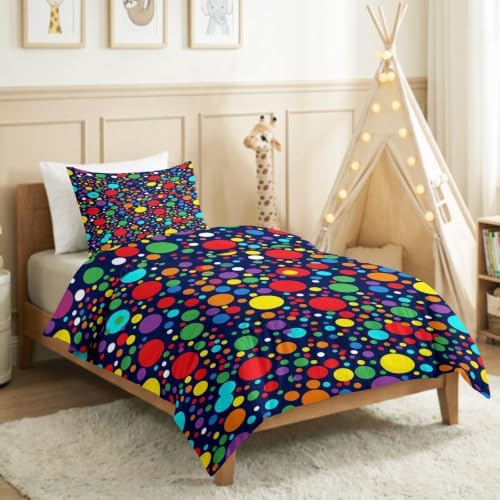 King Duvet Cover Set Soft Microfiber Geometry Polka Dots