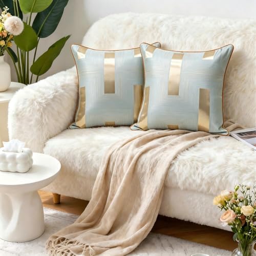 Luxury Geometric Stripe Jacquard Throw Pillow Cover, Polyester