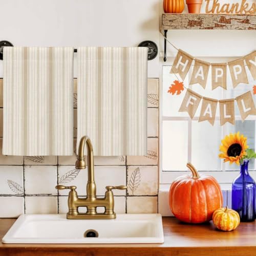 Beige Striped Kitchen Towels, 3 Pack Dish Towels for Kitchen, Modern