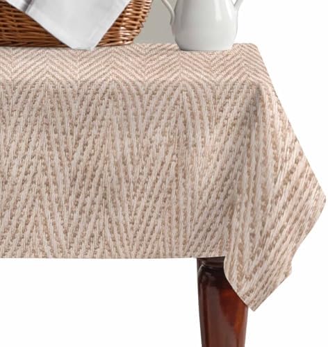 Beige Burlap Texture Table Cloth Waterproof Tablecloths, Farmhouse