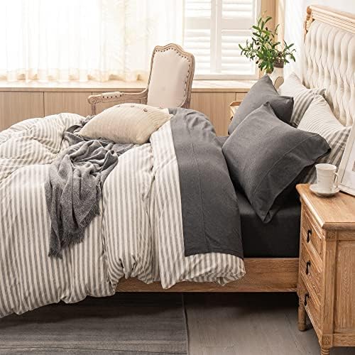 PURE ERA Jersey Knit 4pc Bed Sheet Set 100% T-Shirt Heather Cotton