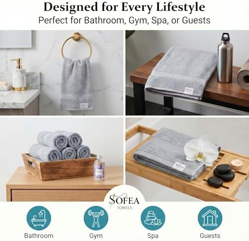 Sofea 10-Piece Towel Set, Premium 100% Cotton, Includes 2 Bath Towels