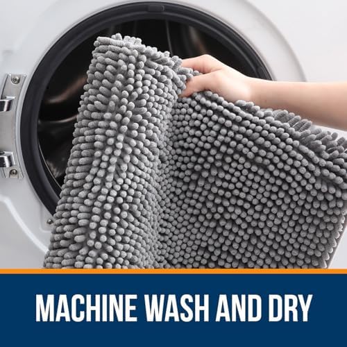OLANLY Bathroom Rugs Sets 2 Piece, Soft Absorbent Chenille Bath Mats
