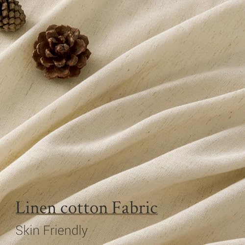 96 Inches Long Pinch Pleated Semi Sheer Curtains,Beige Light Linen