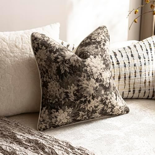 DEZENE Pack of 2 Vintage Floral Throw Pillow Covers 22x22 Boho