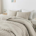 WDCOZY Light Beige Quilt King Size Bedding Set with 2 Pillow Shams
