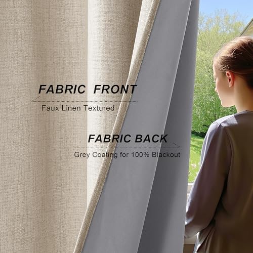 PONY DANCE Linen Extra Long Curtains for Living Room 108 inch Length