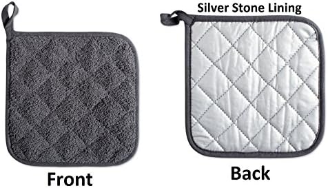 DII Terry Potholders, Mineral Gray, 100% Cotton, 3 Piece