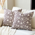 FIOUOVO Floral Throw Pillow Covers 18x18 Farmhouse Block Print Pillow