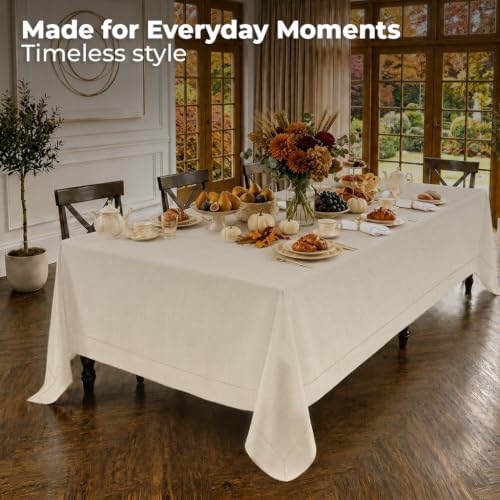 Classic LinenTM by D'Moksha, 100% Pure Linen Ivory Tablecloth
