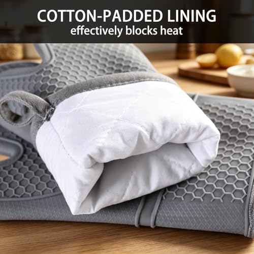 ISQ 6Piece Silicone Oven Mitts and Pot Holder Set Heat-Resistant up to