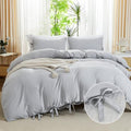 annadaif Light Grey Duvet Cover King Size, 3 Pieces Duvet Cover Set