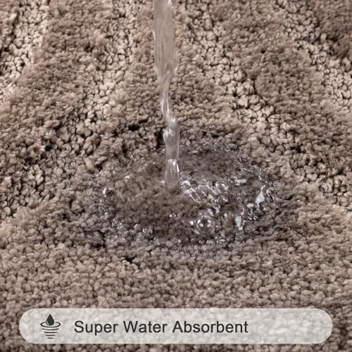 HEBE Bathroom Rugs Set 3 Piece, Non Slip Washable Microfiber Bath Mats