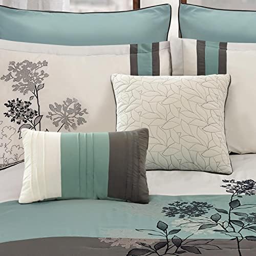 Riverbrook Home Emilie Comforter Set, King, Blue/Gray/Ivory, 8 Piece