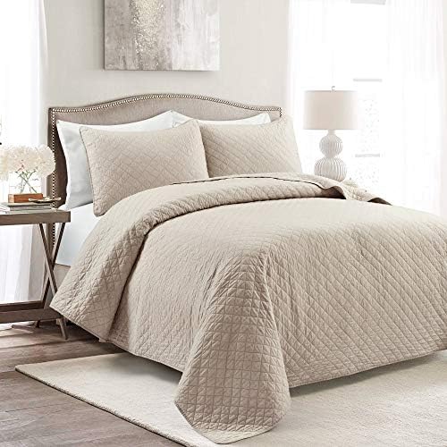 Lush Decor Ava Diamond Cotton Quilt California King Size 3 Piece Set