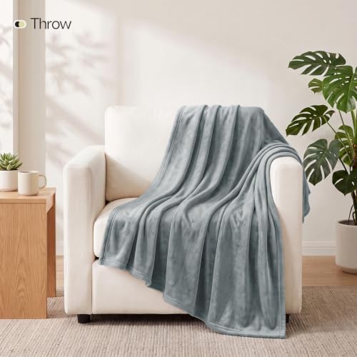 Soft Fleece Throw Blanket for Sofa Couch, Cool Grey (50x60 Inch)
