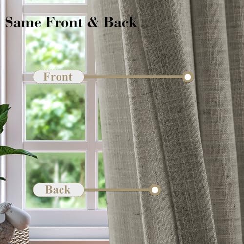 cololeaf Pinch Pleated Linen Curtain 52" W x 108" L Extra Long Curtain