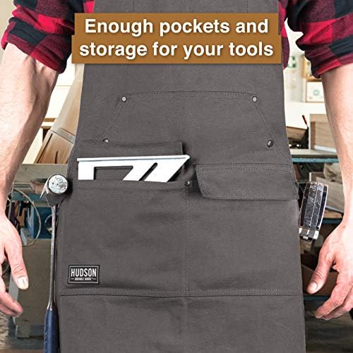 Hudson Durable Goods Woodworking Edition Waxed Canvas Tool Apron for