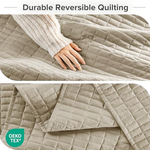 Comfort Spaces Kienna Queen Quilt Bedding Set 3 Piece, 90"x90" Beige