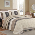DJY King Quilt Set, Boho Lightweight Striped Bedspread Coverlet Set