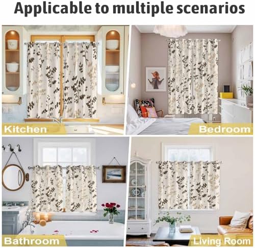 Farm Brown Khaki Leaves Curtains 96 Inches Long for Living Room 2