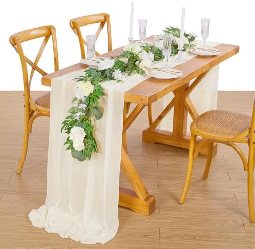 Beige Table Runner 10 Packs Chiffon Wedding Centerpiece Runners