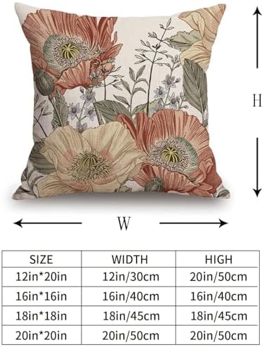 TSSOHU Vintage Flower Throw Pillow Covers 18x18 Brown Rust Colored