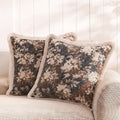 Fancy Homi Set of 2 Vintage Brown Bold Floral Chenille Decorative