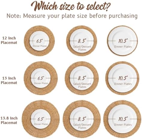 BAVIFY 12" Round Woven Placemats Set of 10, Plate Chargers for Dining