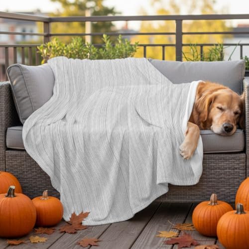 Gray Thin Lines Blanket Plush Cozy Fuzzy Throw Blanket for