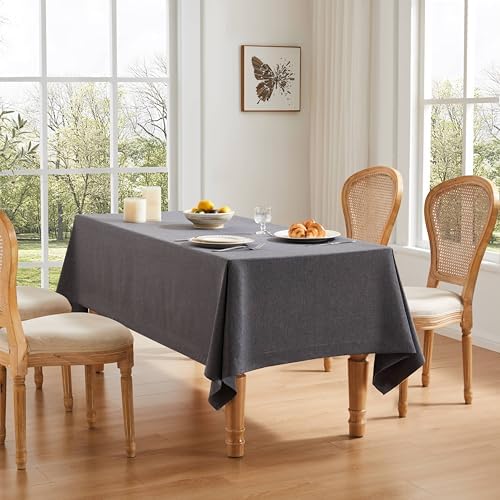 ZeeMart Linen Textured Rectangle Table Cloth, 60x120 Inch Charcoal