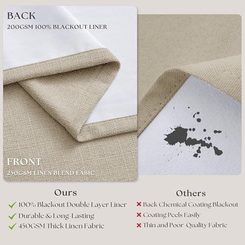 Extra Wide Oatmeal Beige Blackout Sliding Glass Door 108 Inch Curtains