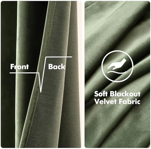 MIULEE Velvet Blackout Curtains Olive Green 52 x 120 Inch Length 2