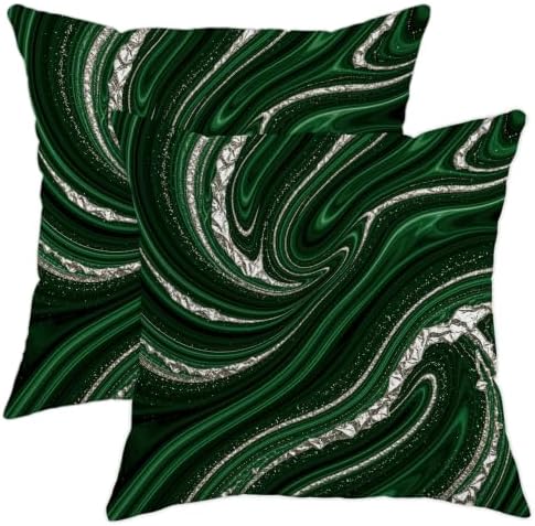 Swirl Throw Pillow Covers Set of 2, Modern Elegant Metallic Marble