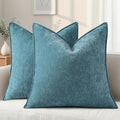 decorUhome Chenille Teal Velvet Throw Pillow Covers 22x22 Set of 2