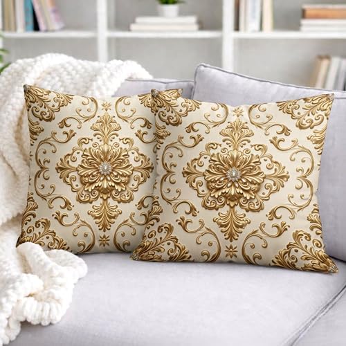 Floral Throw Pillow Covers Set of 2, Elegant Classic Scroll Ornament