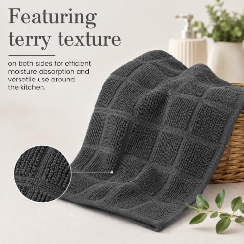 Blue Needles Cotton Terry Kitchen Dish Cloths Set of 4-11 x 13 Inches