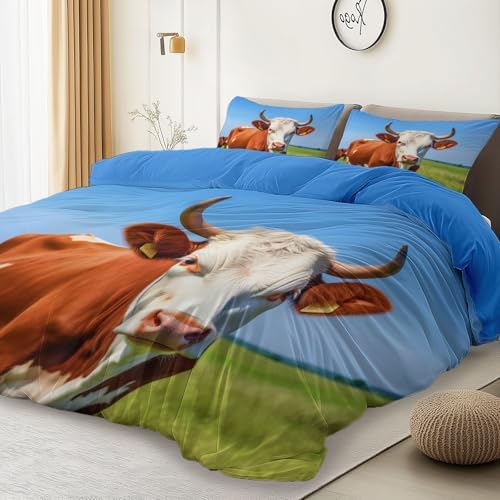 Nature Grassland Cows Printed Bedding Set– Microfiber Duvet Cover