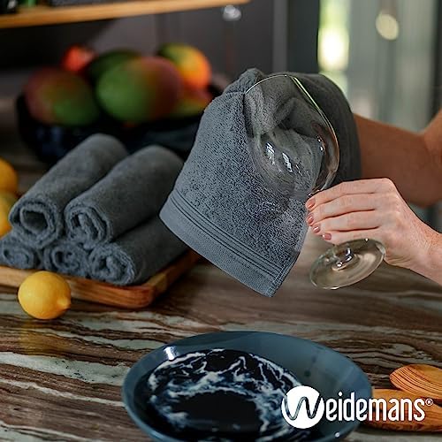 100% Cotton Washcloths Set 13” x 13” | Dark Grey Towels | Set of 6