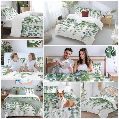 Chic D Duvet Cover Set Queen Size Green Leaves Branch Comforter Sets 1