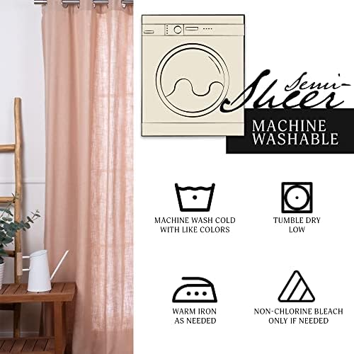 Home Fashion Linen Blend Curtains - Stainless Steel Nickel Grommet Top
