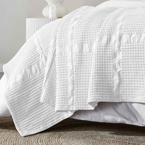 Waffle Weave Honeycomb Cotton Blanket, Comfy Blanket for Bedroom