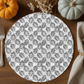 Oak Leaf 15 Inch Round Placemats Set of 6, Rustic Minimalist Charcoal