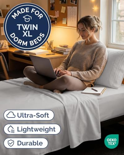 Twin XL Size 3 Piece Sheet Set - Breathable & Cooling Sheets - French